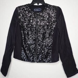 Magaschoni New York Black Sequin Silk Jacket – Size 2‎